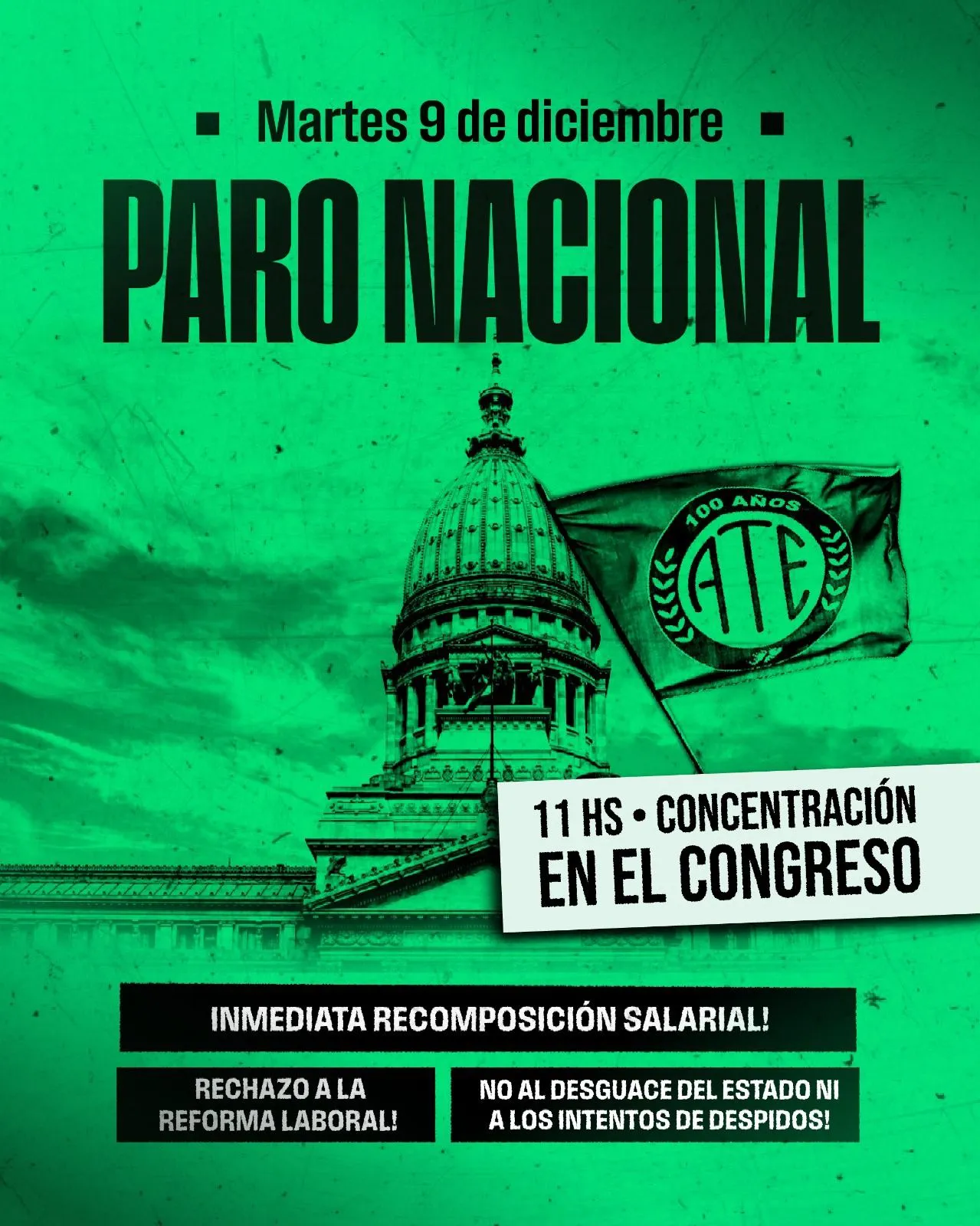 Paro de ATE y masiva movilización al Congreso en rechazo a la reforma ...